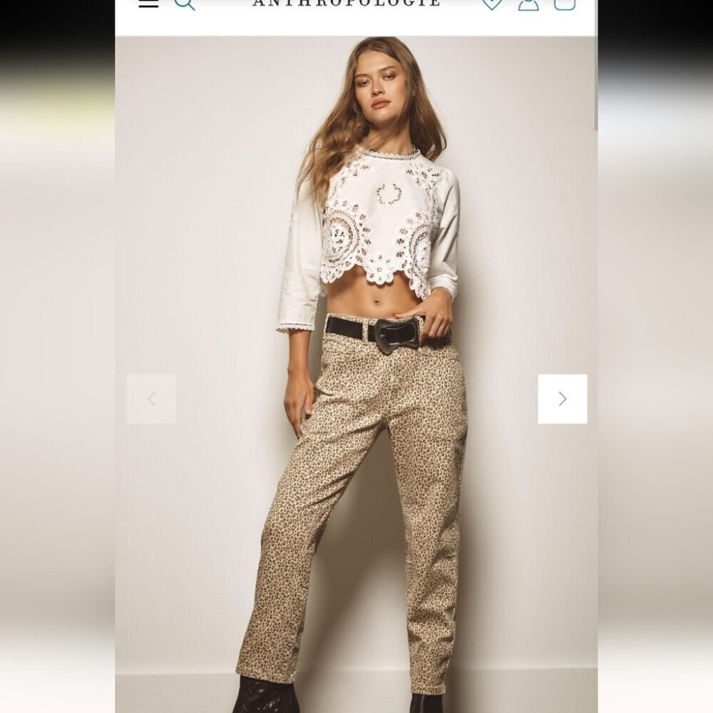 Anthropologie Pilcro  leopard mid rise wanderer Jeans